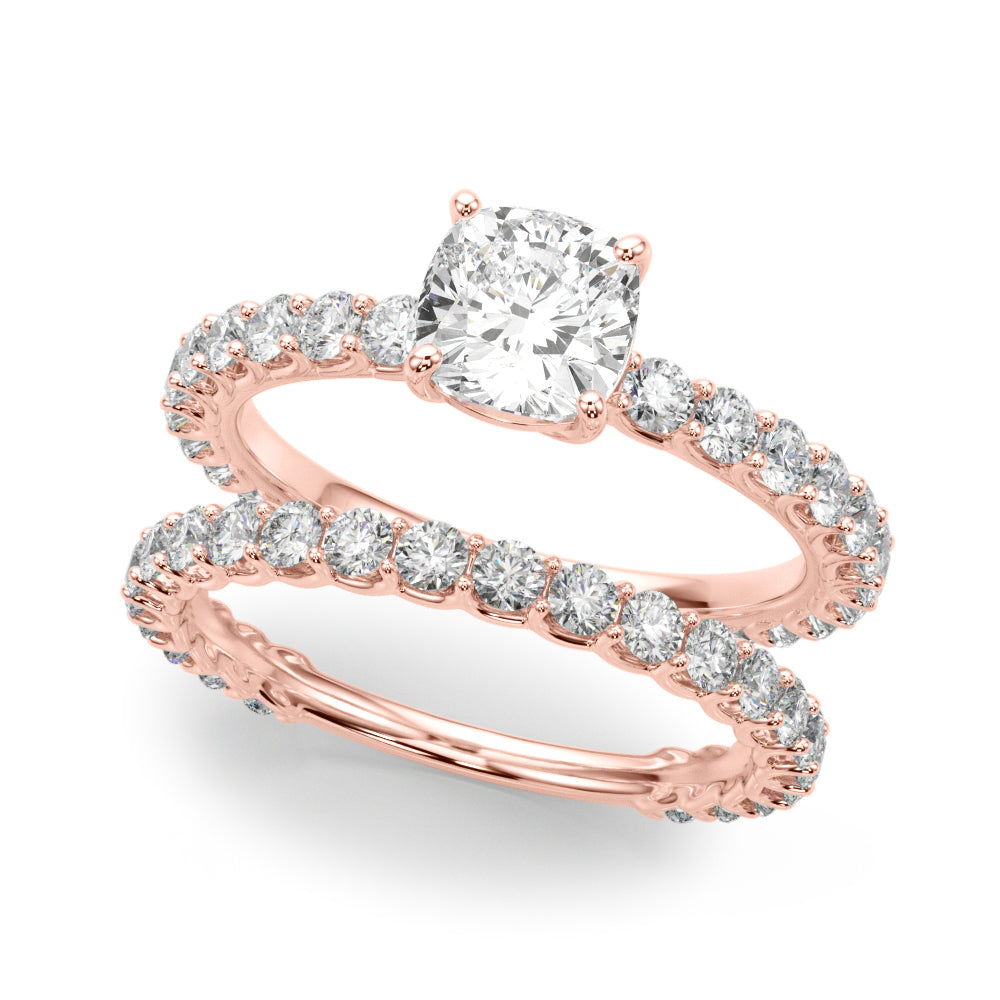 Vintage-Inspired Sidestone Cushion Diamond Engagement Ring — 9K/18K Gold & Platinum