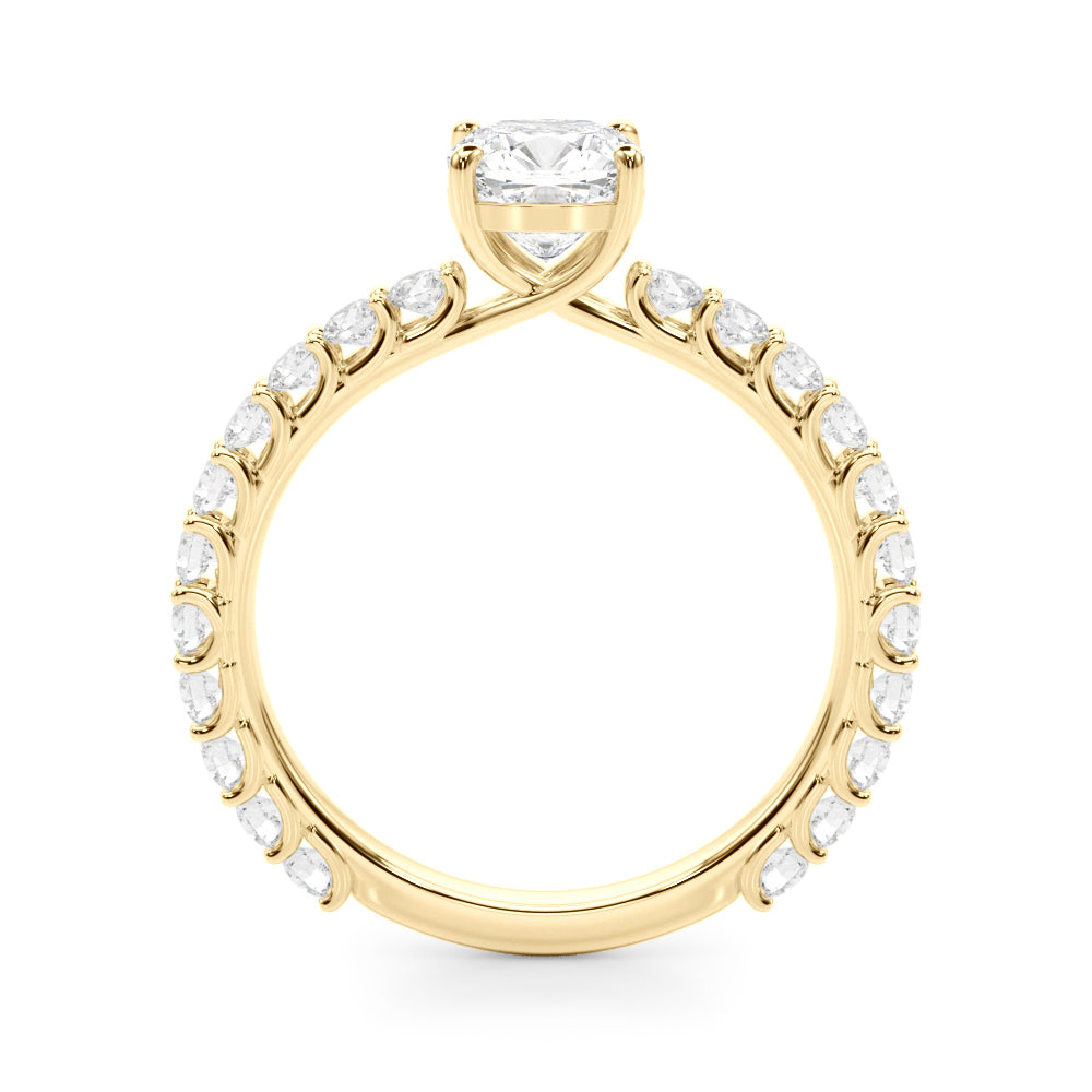 Vintage-Inspired Sidestone Cushion Diamond Engagement Ring — 9K/18K Gold & Platinum