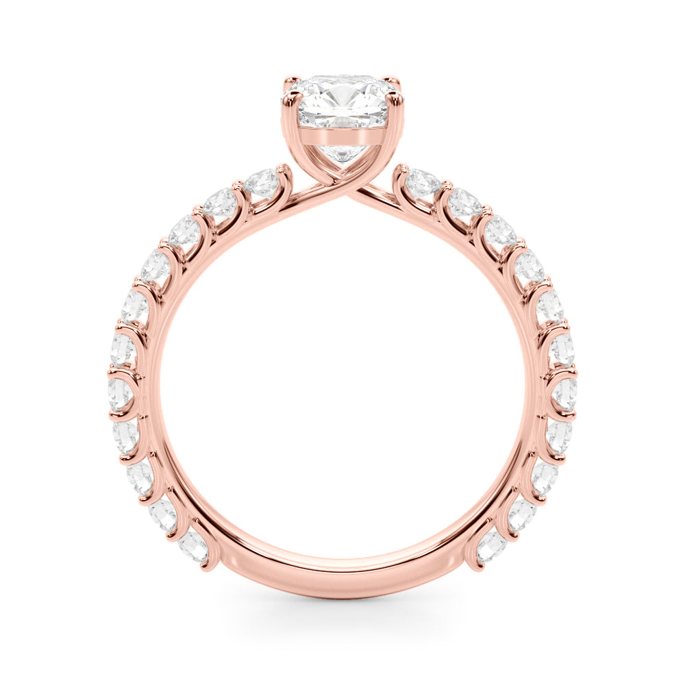 Vintage-Inspired Sidestone Cushion Diamond Engagement Ring — 9K/18K Gold & Platinum