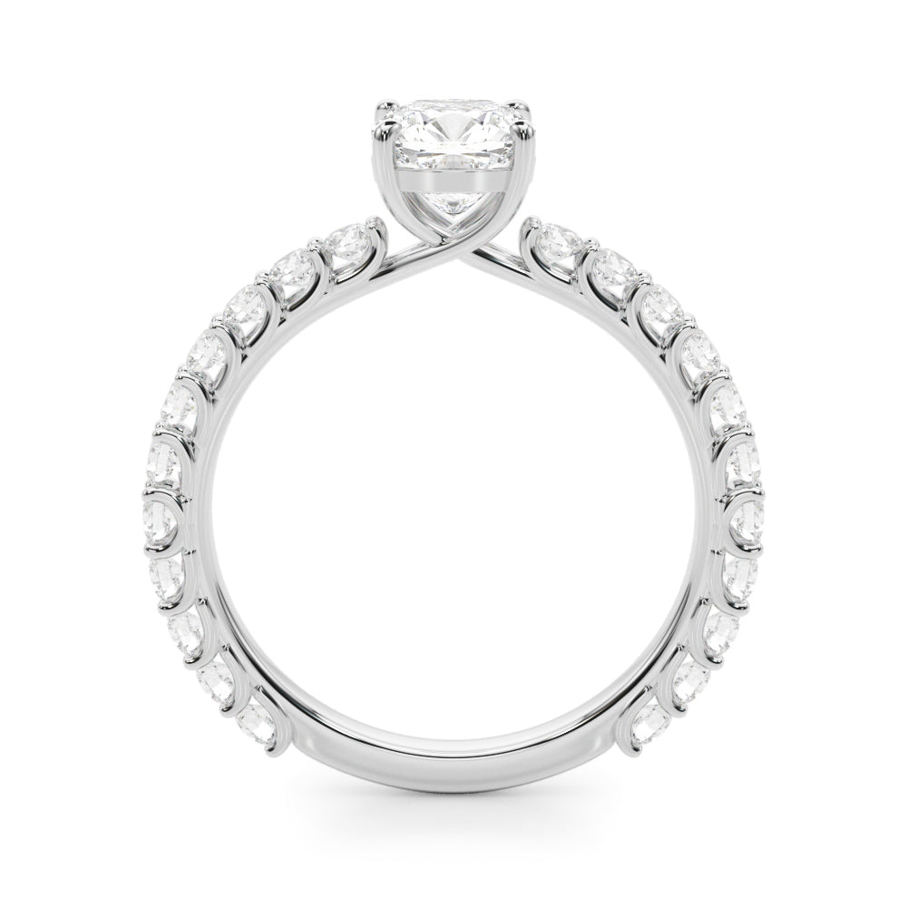 Vintage-Inspired Sidestone Cushion Diamond Engagement Ring — 9K/18K Gold & Platinum