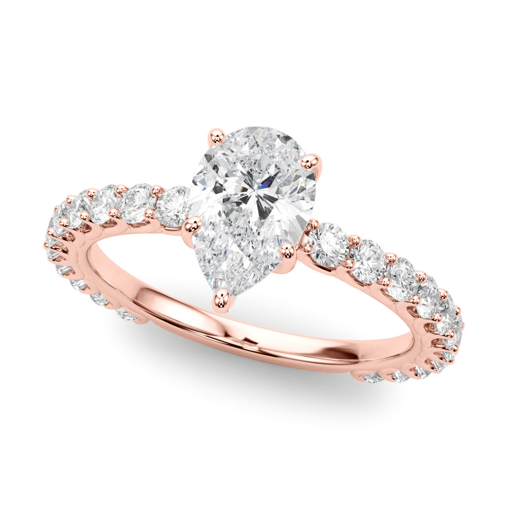 Heirloom Sidestone Pear Diamond Engagement Ring — 9K/18K Gold & Platinum