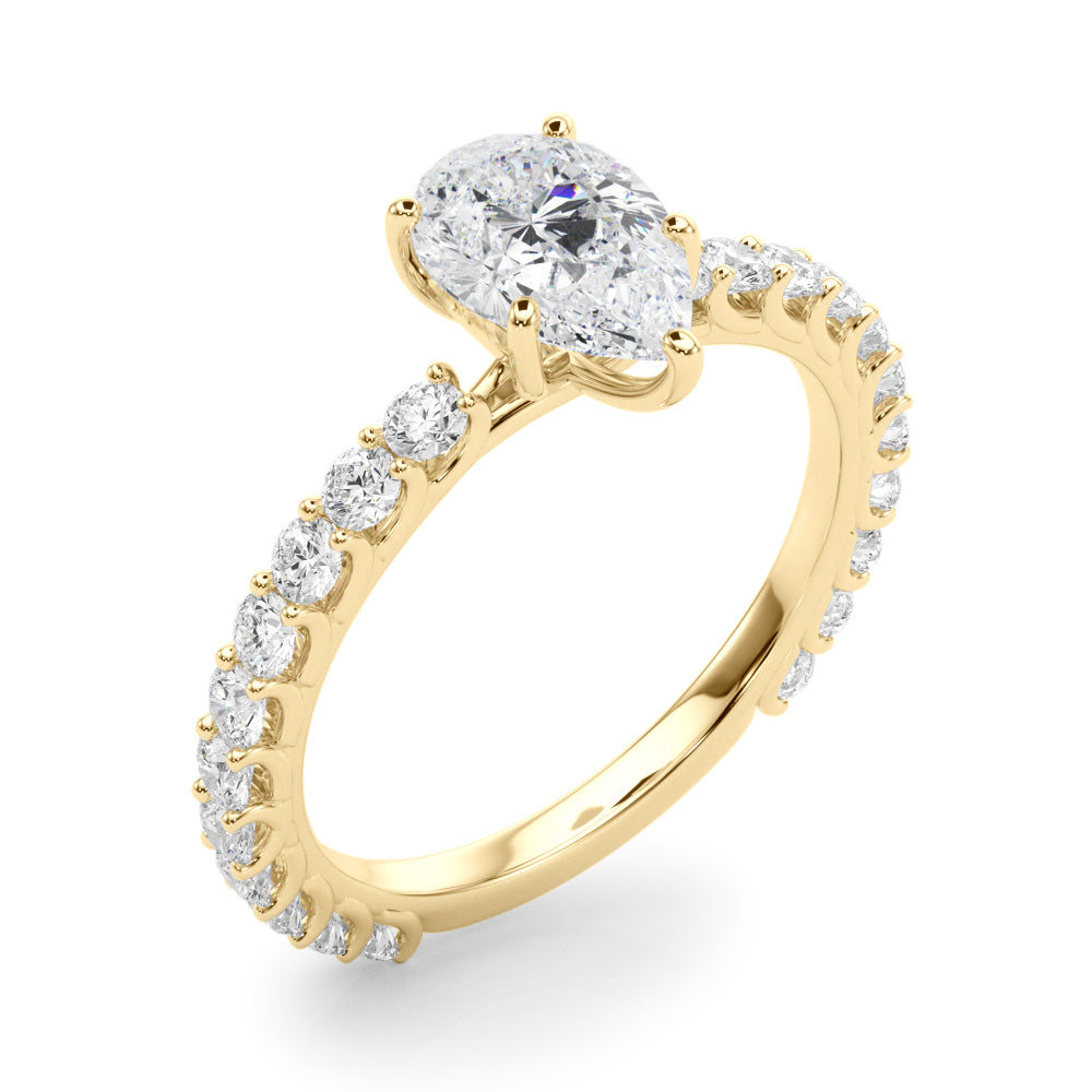 Heirloom Sidestone Pear Diamond Engagement Ring — 9K/18K Gold & Platinum