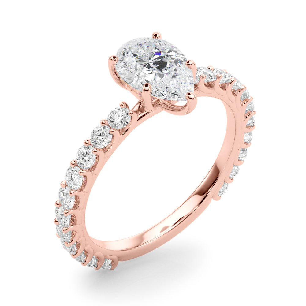 Heirloom Sidestone Pear Diamond Engagement Ring — 9K/18K Gold & Platinum