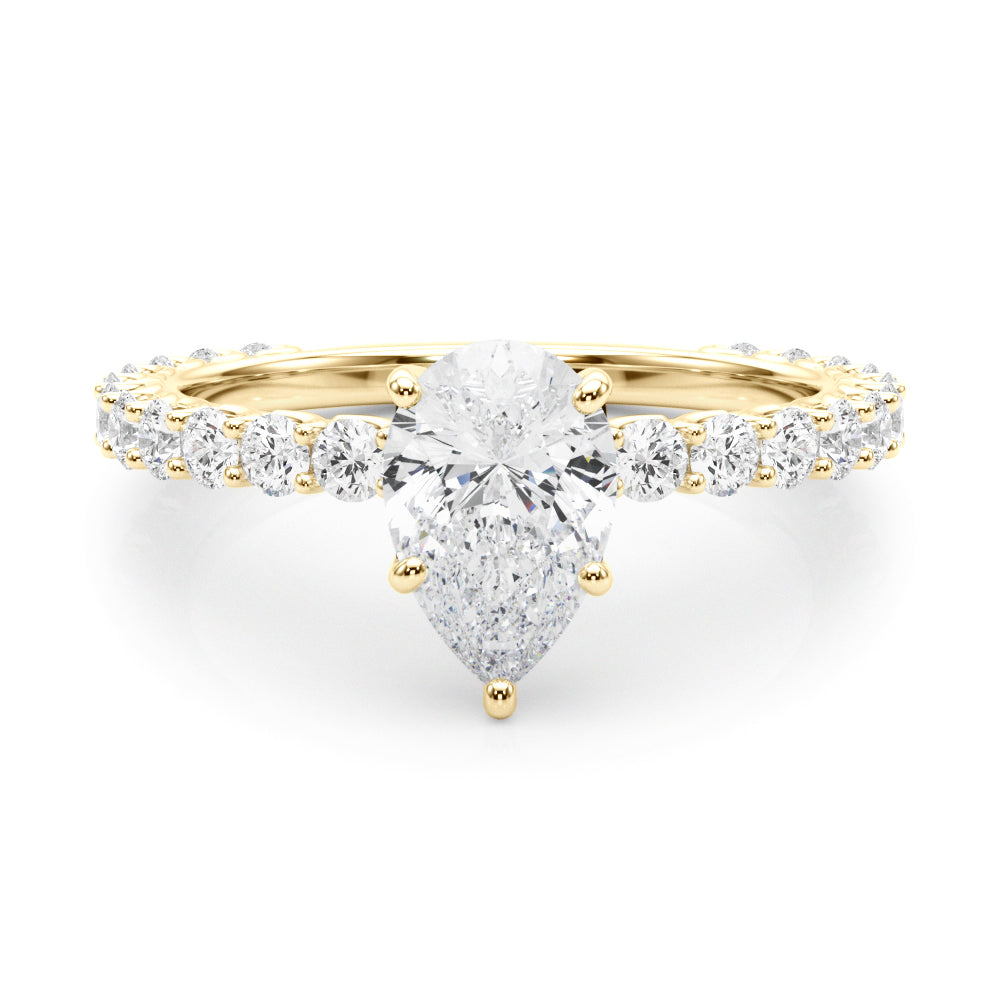 Heirloom Sidestone Pear Diamond Engagement Ring — 9K/18K Gold & Platinum