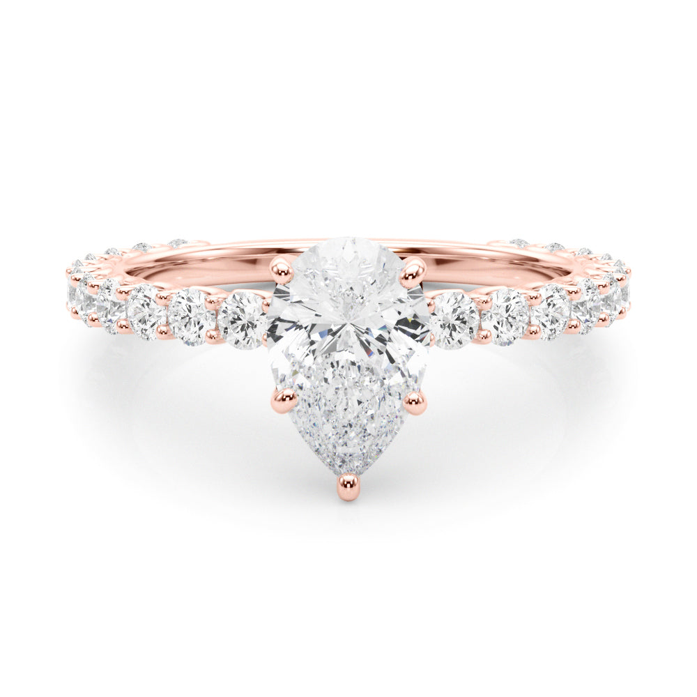 Heirloom Sidestone Pear Diamond Engagement Ring — 9K/18K Gold & Platinum