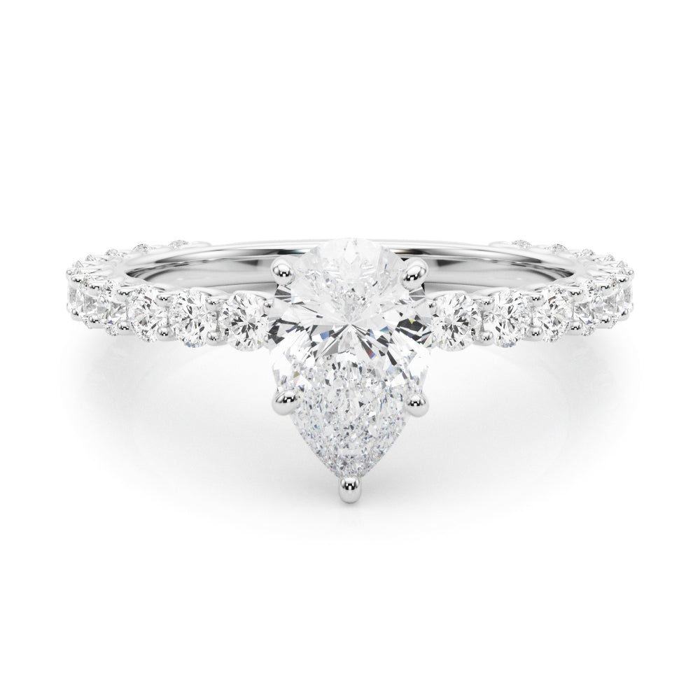 Heirloom Sidestone Pear Diamond Engagement Ring — 9K/18K Gold & Platinum