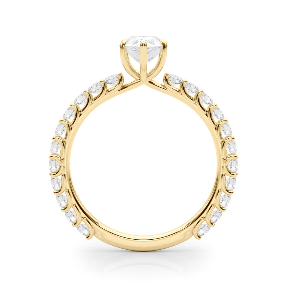 Heirloom Sidestone Pear Diamond Engagement Ring — 9K/18K Gold & Platinum