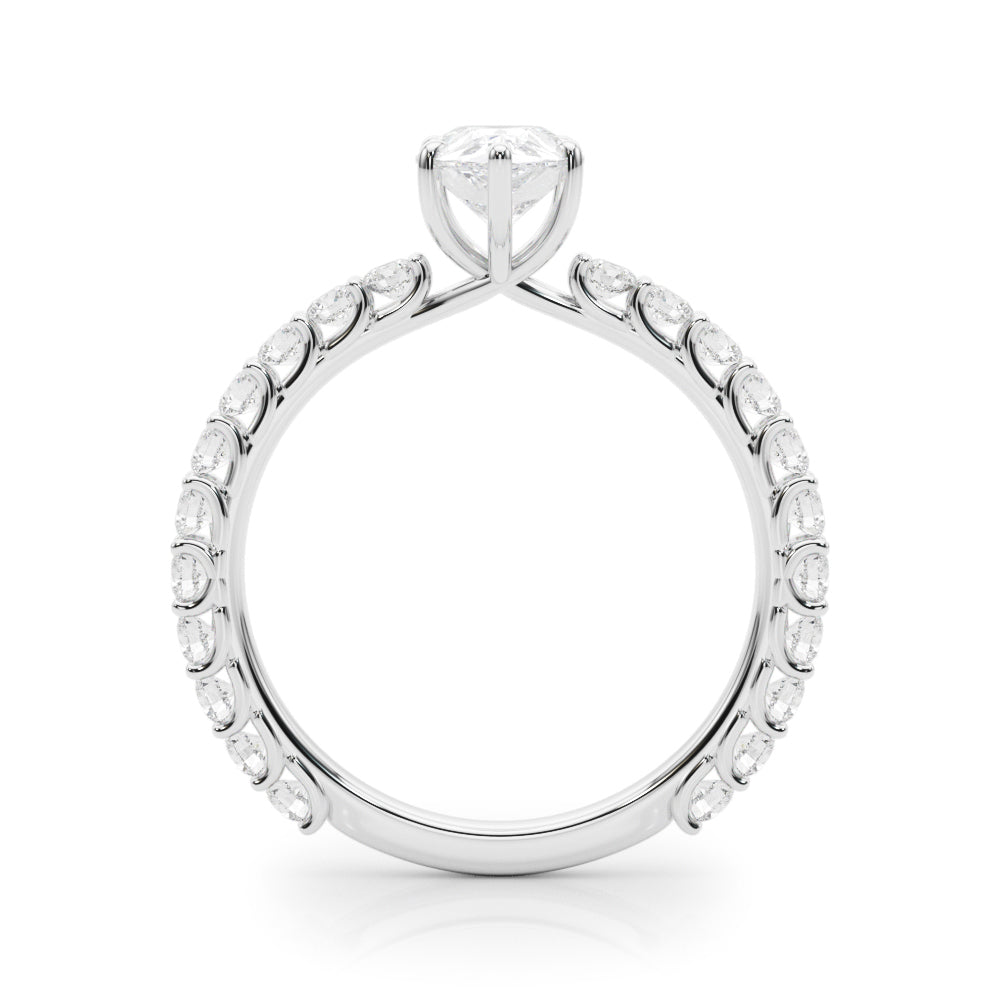 Heirloom Sidestone Pear Diamond Engagement Ring — 9K/18K Gold & Platinum