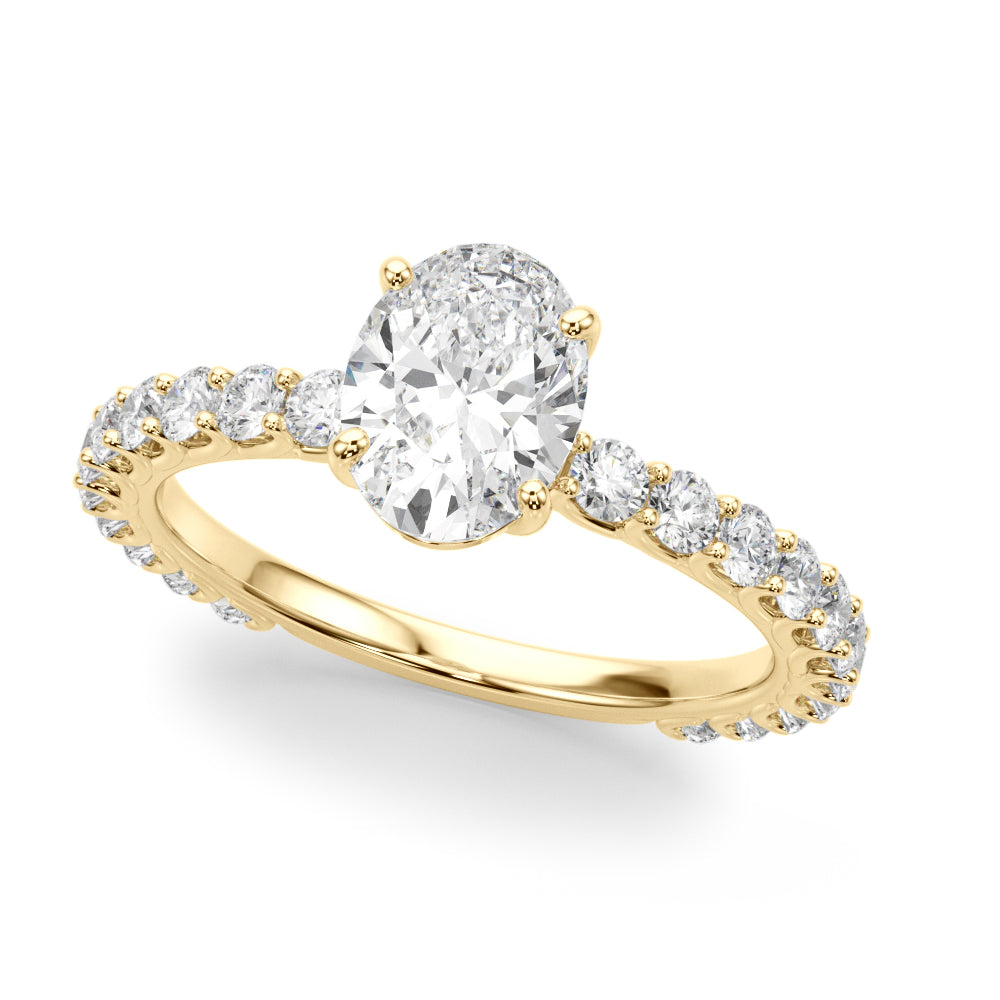 Luxe Sidestone Oval Diamond Engagement Ring — 9K/18K Gold & Platinum