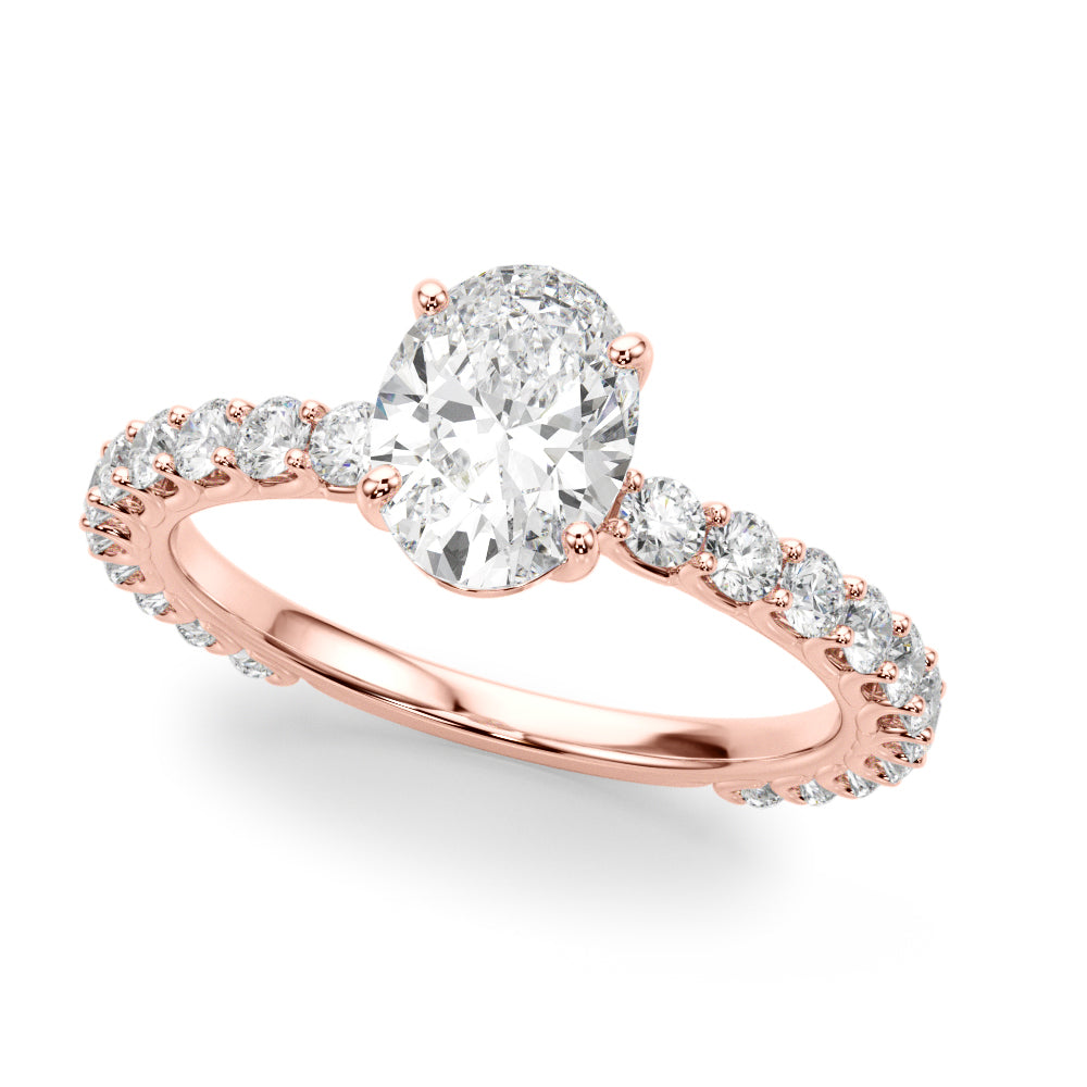 Luxe Sidestone Oval Diamond Engagement Ring — 9K/18K Gold & Platinum