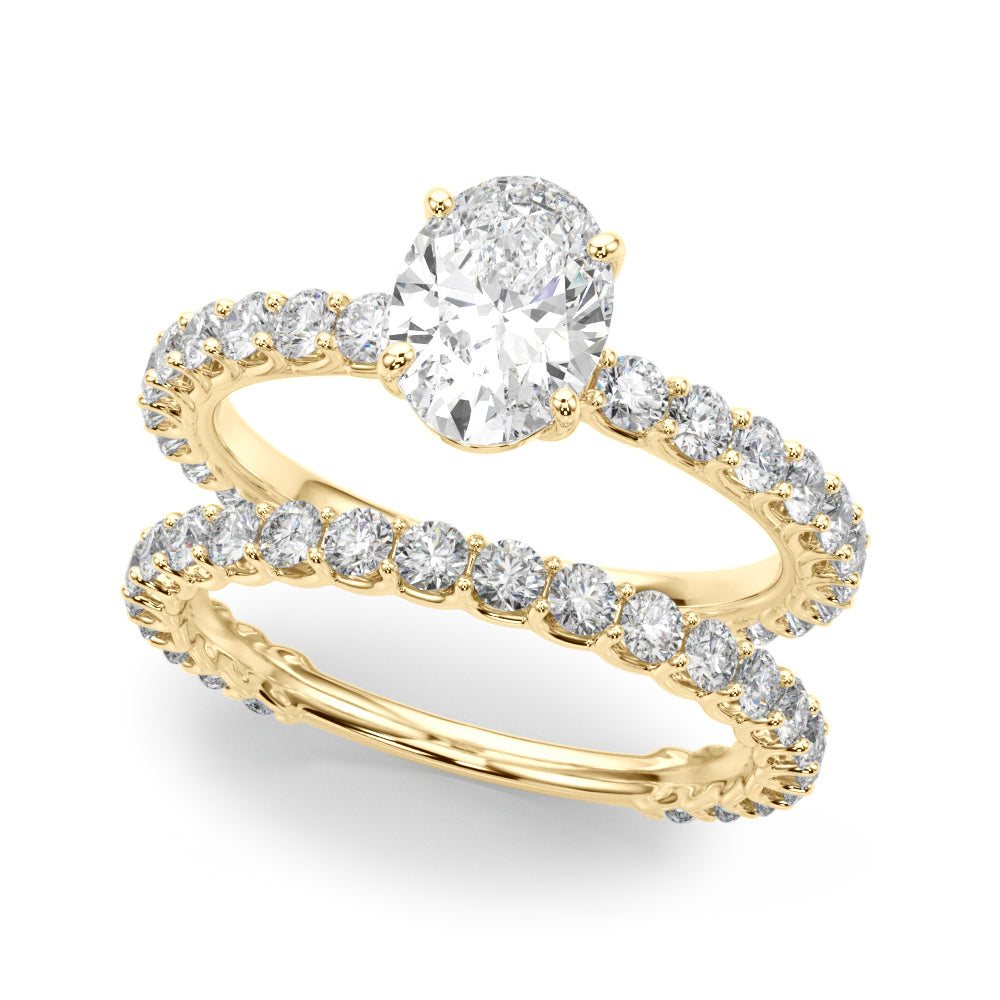 Luxe Sidestone Oval Diamond Engagement Ring — 9K/18K Gold & Platinum