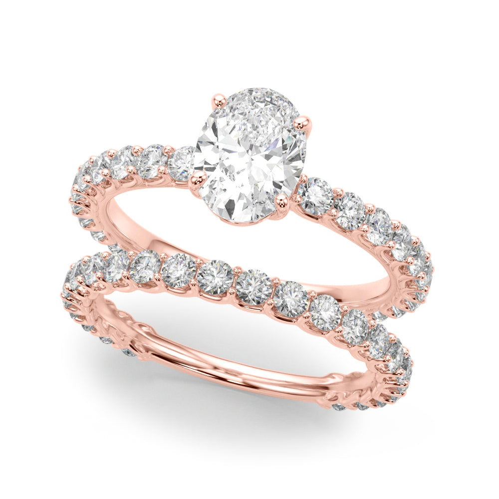 Luxe Sidestone Oval Diamond Engagement Ring — 9K/18K Gold & Platinum