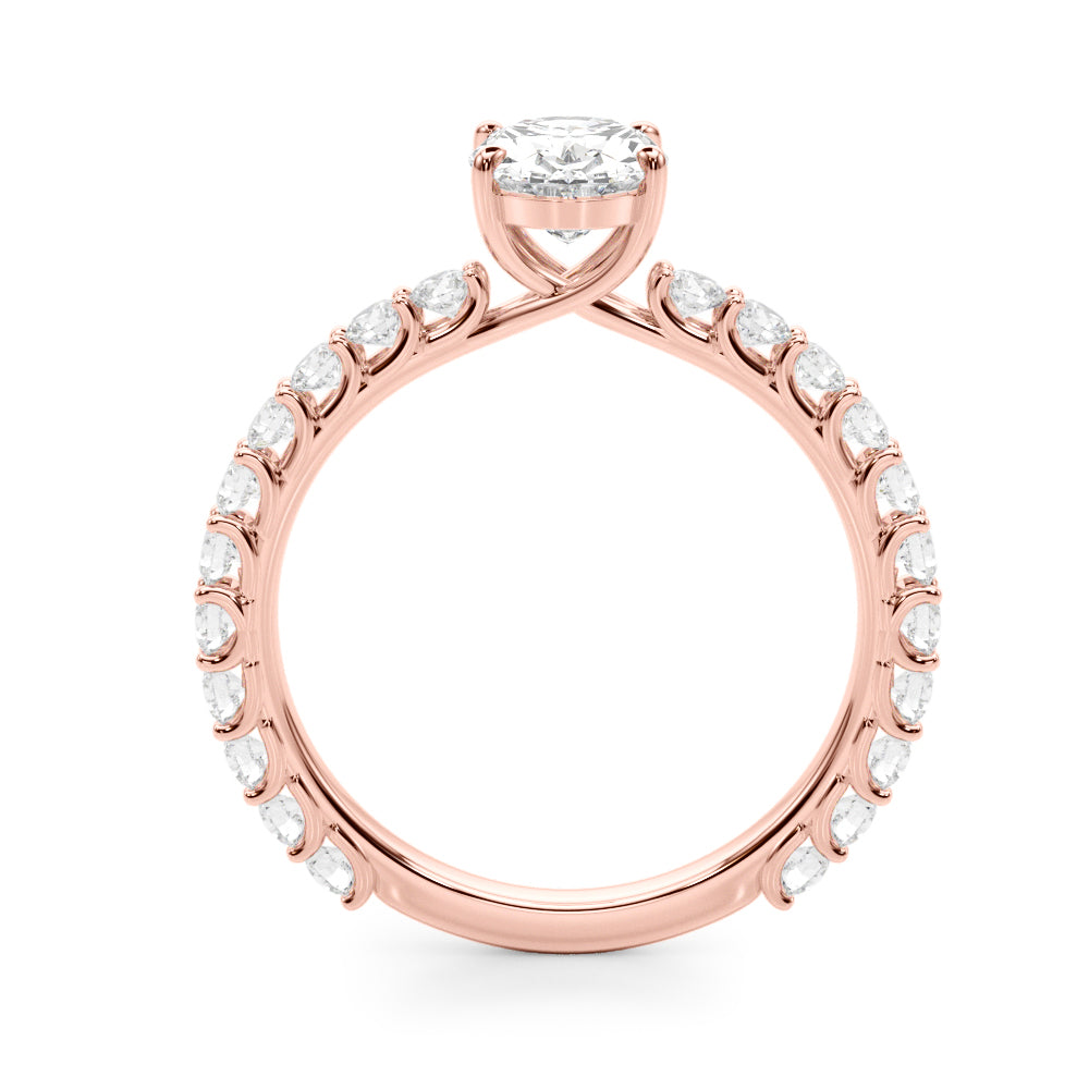 Luxe Sidestone Oval Diamond Engagement Ring — 9K/18K Gold & Platinum