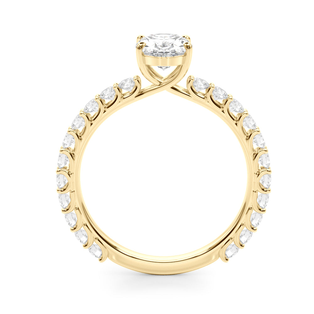 Luxe Sidestone Oval Diamond Engagement Ring — 9K/18K Gold & Platinum