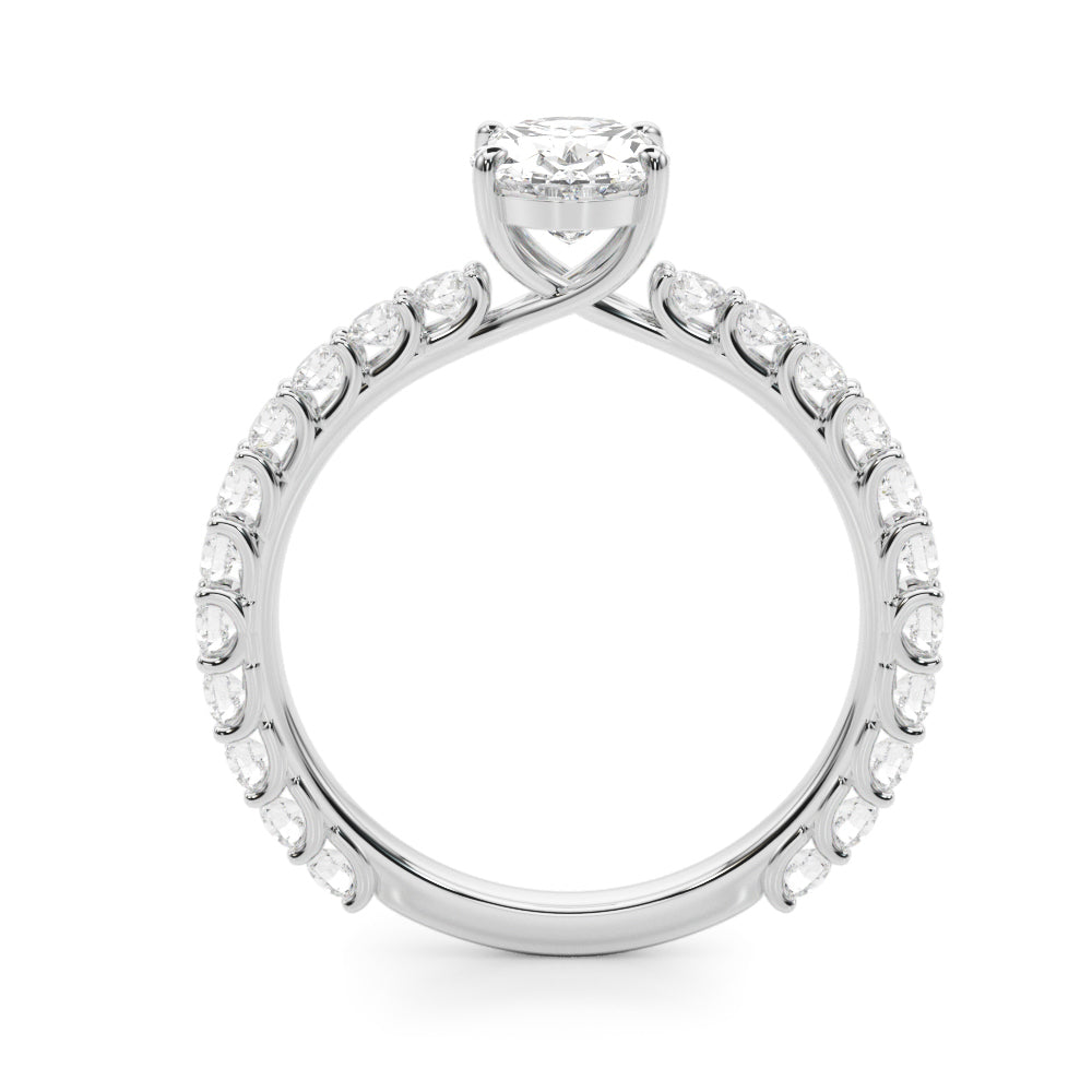 Luxe Sidestone Oval Diamond Engagement Ring — 9K/18K Gold & Platinum