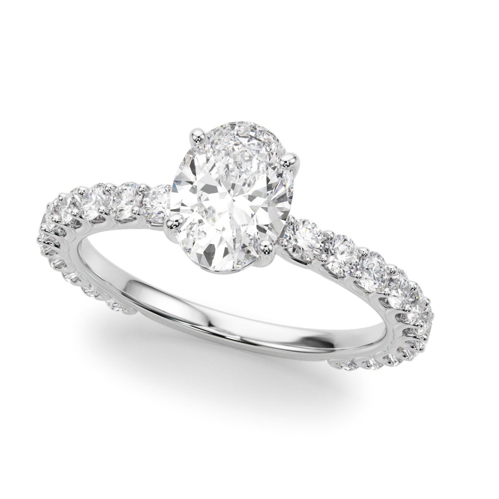 Luxe Sidestone Oval Diamond Engagement Ring — 9K/18K Gold & Platinum