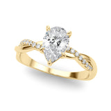 Signature Sidestone Pear Diamond Engagement Ring — 9K/18K Gold & Platinum