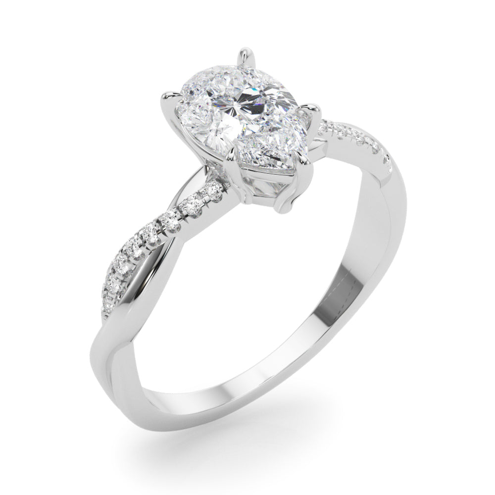 Signature Sidestone Pear Diamond Engagement Ring — 9K/18K Gold & Platinum