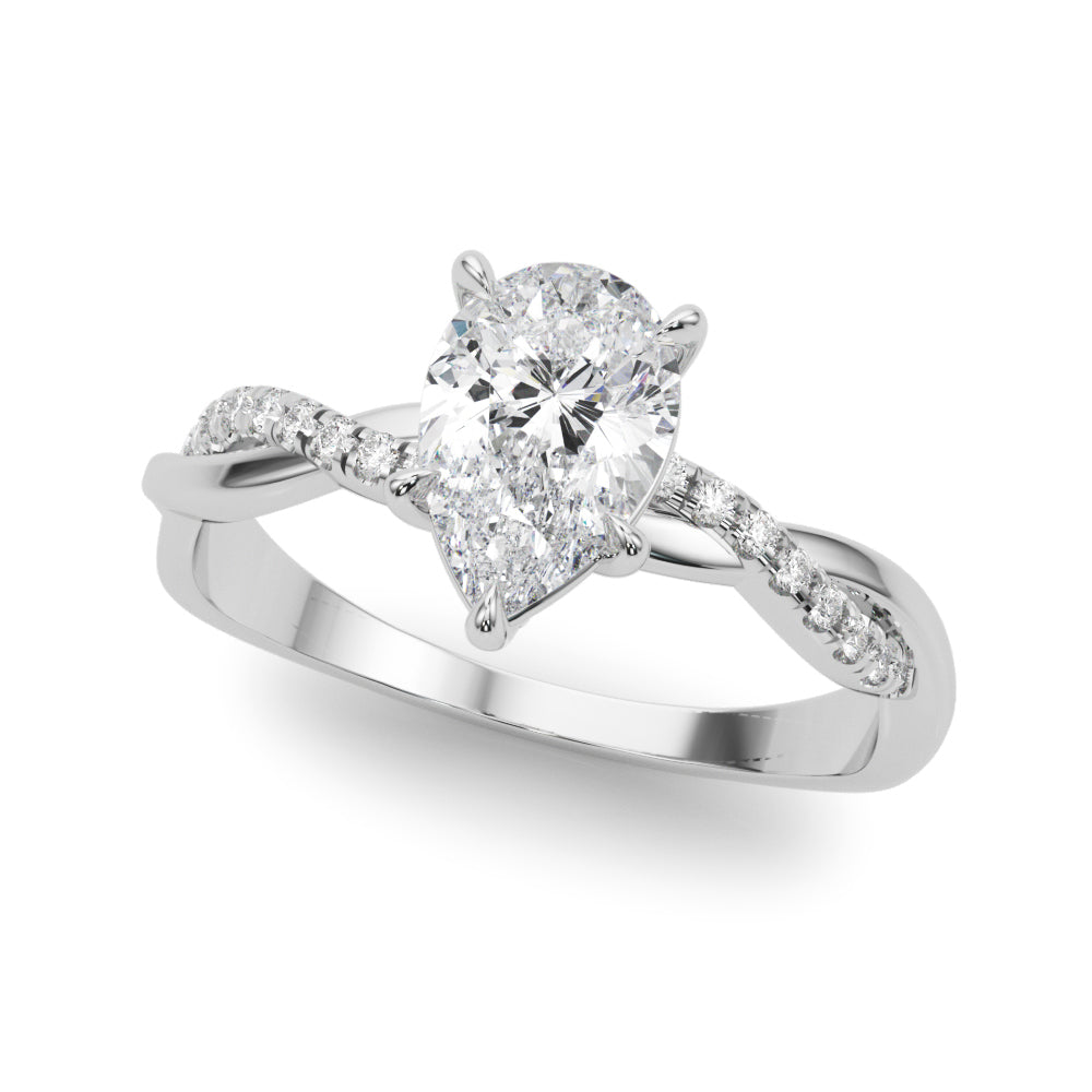 Signature Sidestone Pear Diamond Engagement Ring — 9K/18K Gold & Platinum