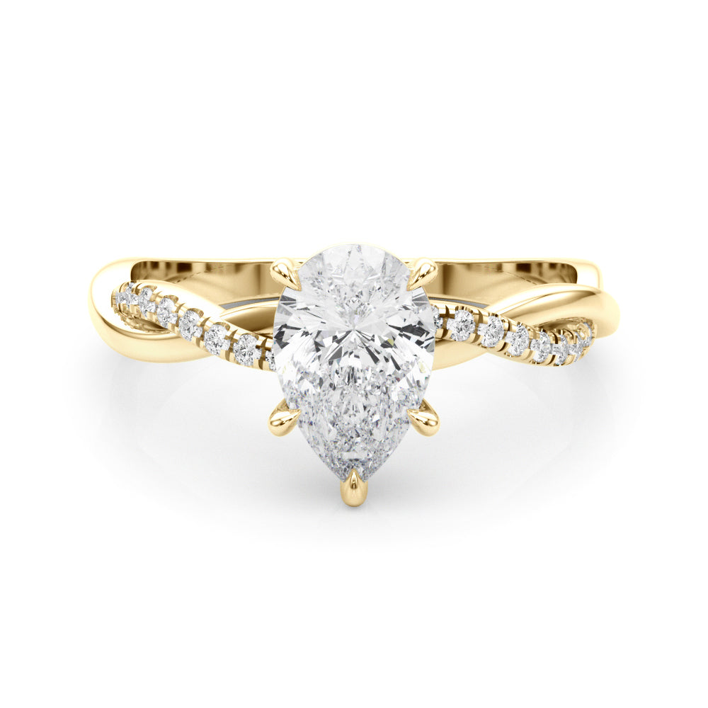 Signature Sidestone Pear Diamond Engagement Ring — 9K/18K Gold & Platinum