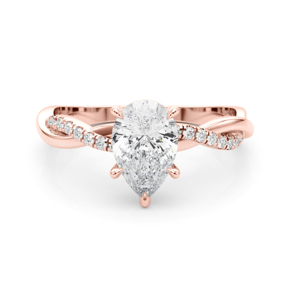 Signature Sidestone Pear Diamond Engagement Ring — 9K/18K Gold & Platinum