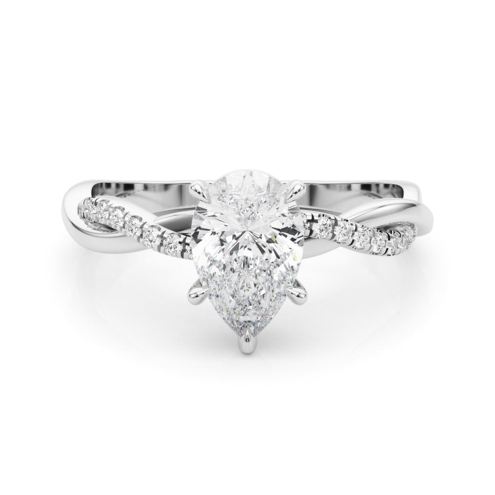 Signature Sidestone Pear Diamond Engagement Ring — 9K/18K Gold & Platinum