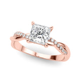 Artisan Sidestone Princess Diamond Engagement Ring — 9K/18K Gold & Platinum