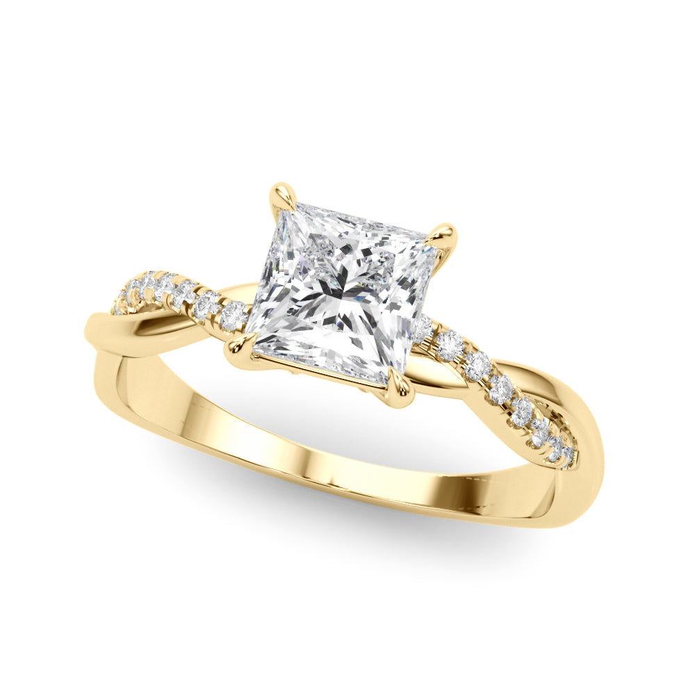 Artisan Sidestone Princess Diamond Engagement Ring — 9K/18K Gold & Platinum