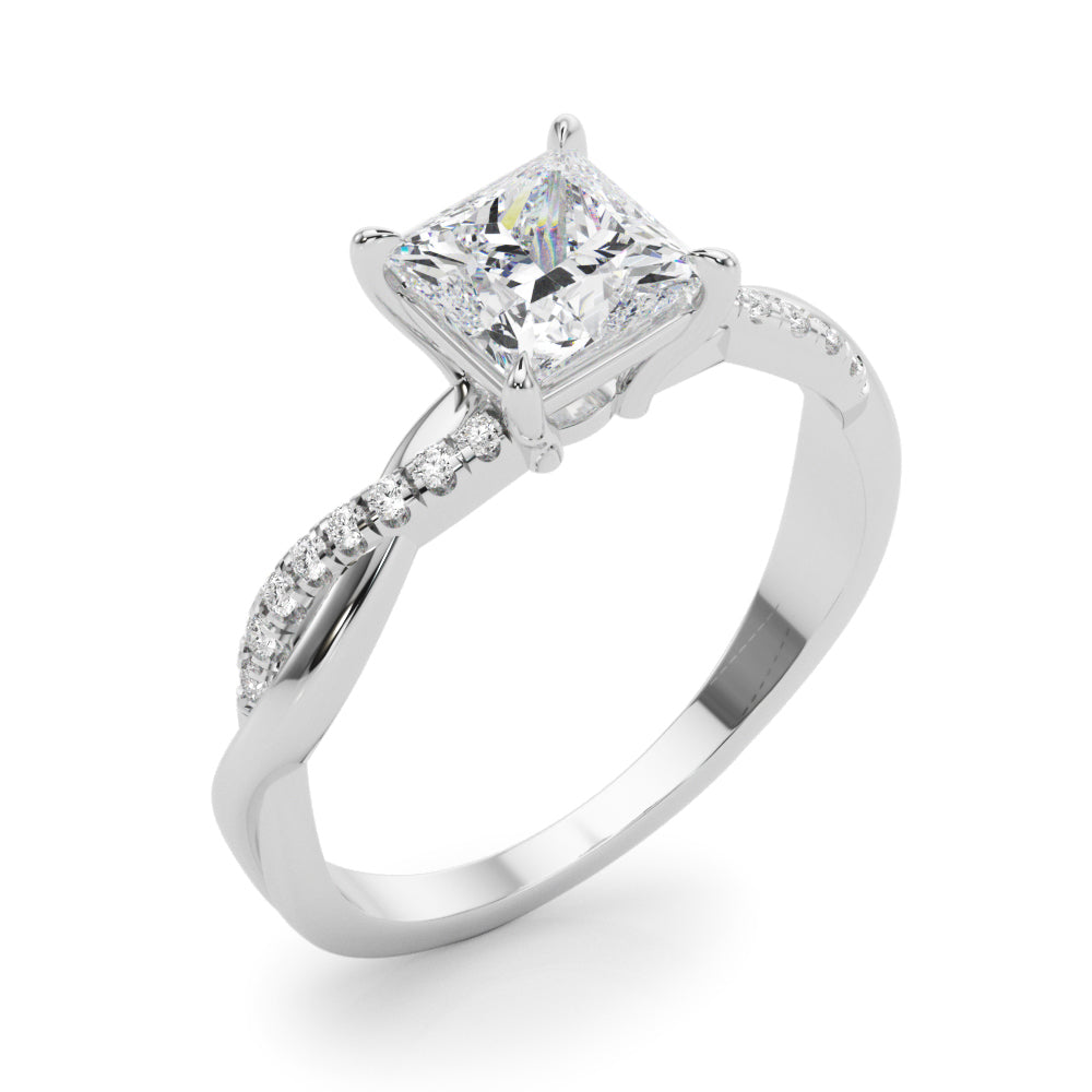Artisan Sidestone Princess Diamond Engagement Ring — 9K/18K Gold & Platinum