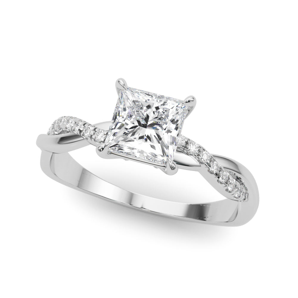Artisan Sidestone Princess Diamond Engagement Ring — 9K/18K Gold & Platinum