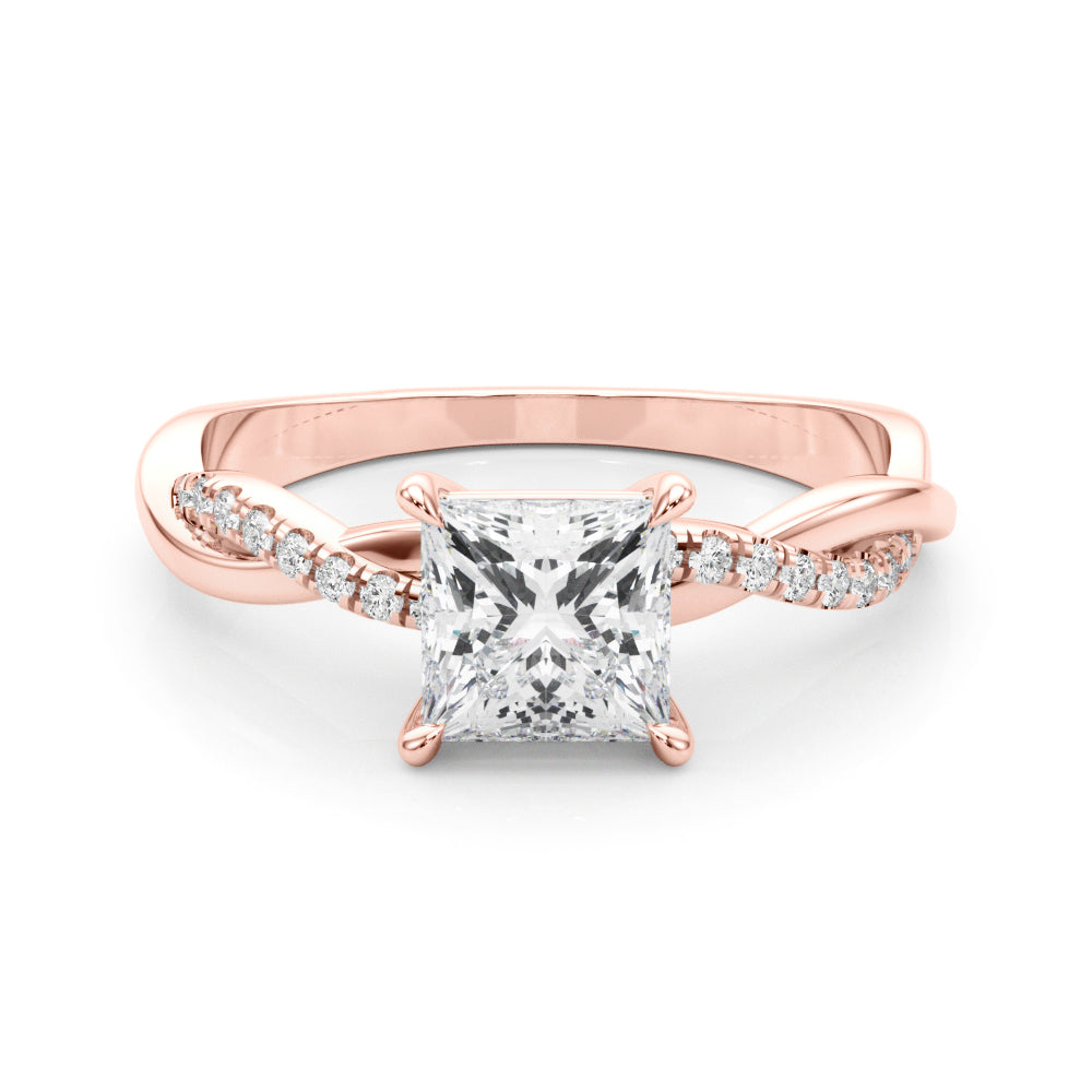 Artisan Sidestone Princess Diamond Engagement Ring — 9K/18K Gold & Platinum