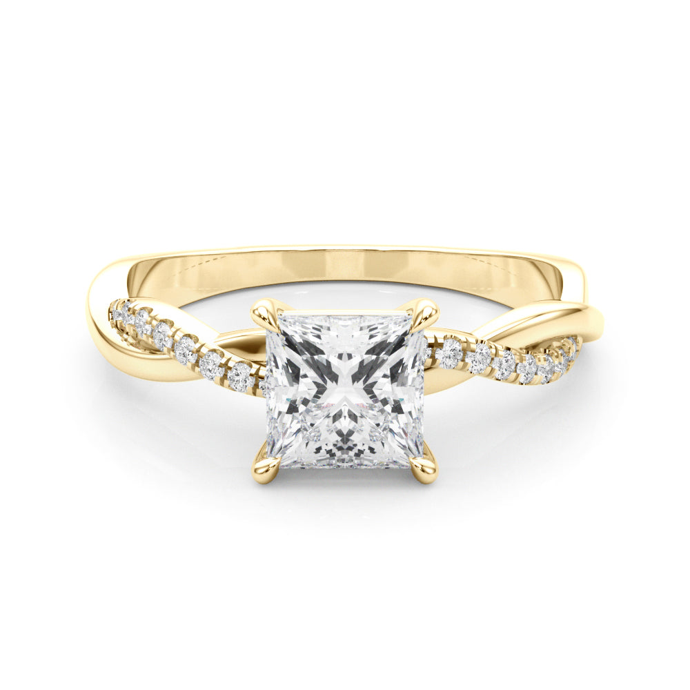 Artisan Sidestone Princess Diamond Engagement Ring — 9K/18K Gold & Platinum