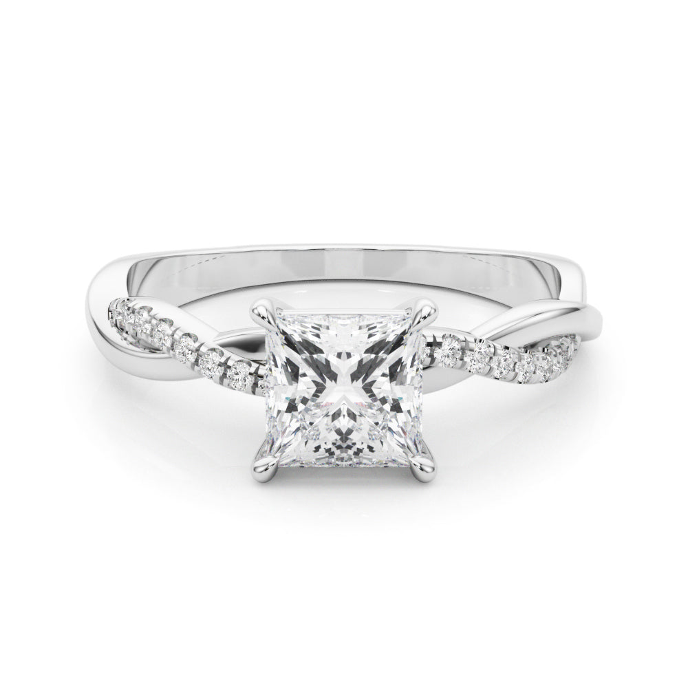 Artisan Sidestone Princess Diamond Engagement Ring — 9K/18K Gold & Platinum