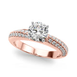 Sculpted Remount Eng Ring Round Diamond Engagement Ring — 9K/18K Gold & Platinum