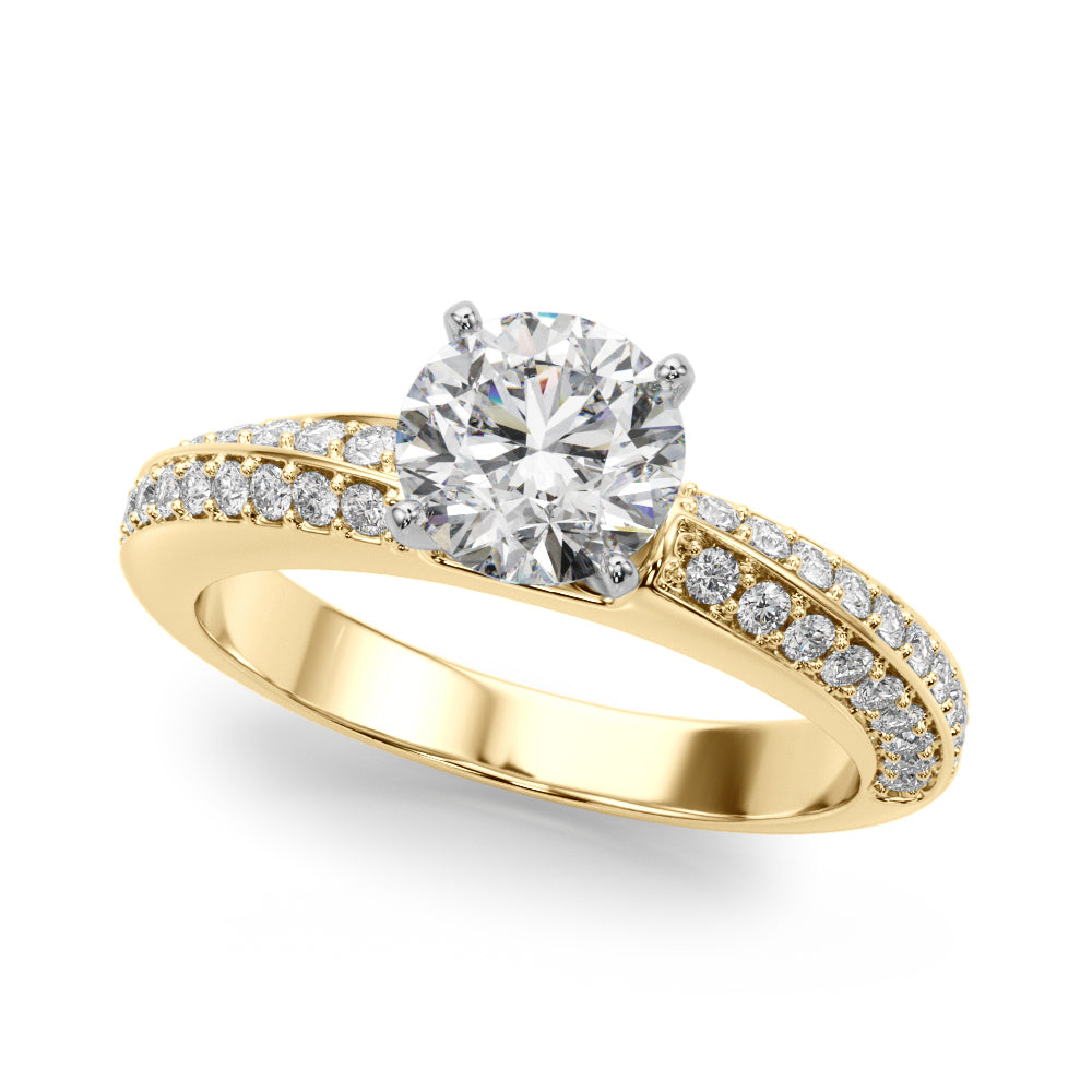 Sculpted Remount Eng Ring Round Diamond Engagement Ring — 9K/18K Gold & Platinum