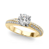 Sculpted Remount Eng Ring Round Diamond Engagement Ring — 9K/18K Gold & Platinum