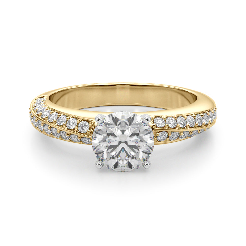 Sculpted Remount Eng Ring Round Diamond Engagement Ring — 9K/18K Gold & Platinum