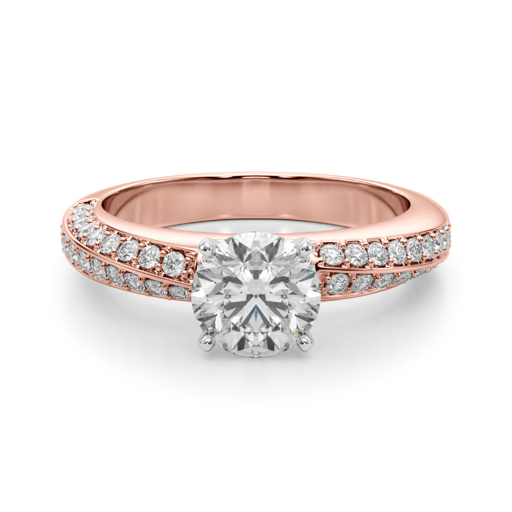 Sculpted Remount Eng Ring Round Diamond Engagement Ring — 9K/18K Gold & Platinum