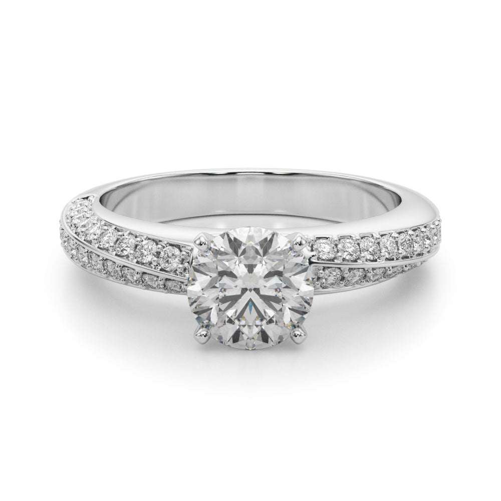 Sculpted Remount Eng Ring Round Diamond Engagement Ring — 9K/18K Gold & Platinum