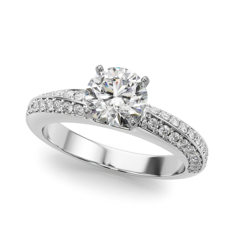 Sculpted Remount Eng Ring Round Diamond Engagement Ring — 9K/18K Gold & Platinum