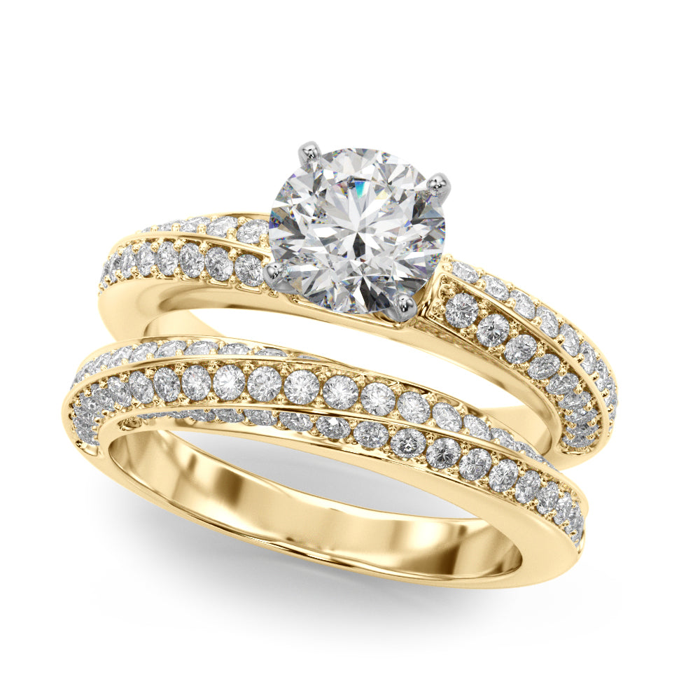 Sculpted Remount Eng Ring Round Diamond Engagement Ring — 9K/18K Gold & Platinum