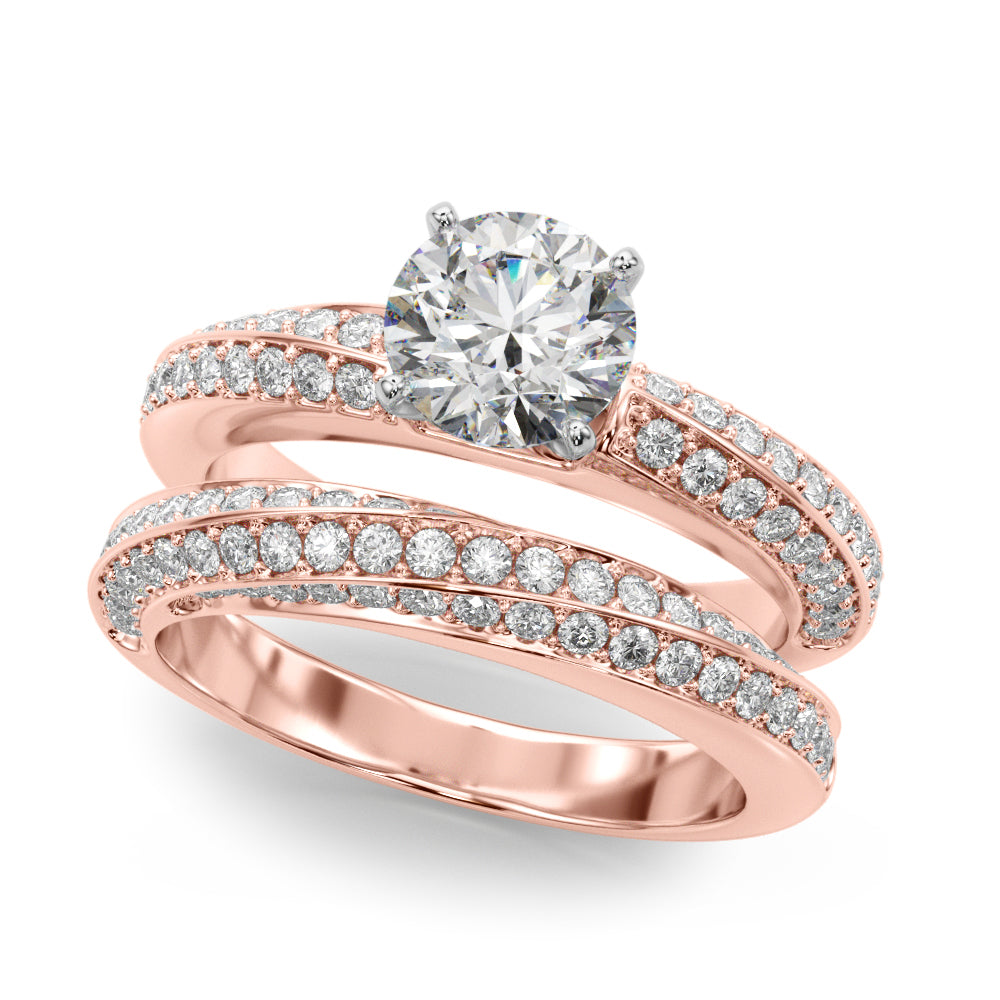 Sculpted Remount Eng Ring Round Diamond Engagement Ring — 9K/18K Gold & Platinum