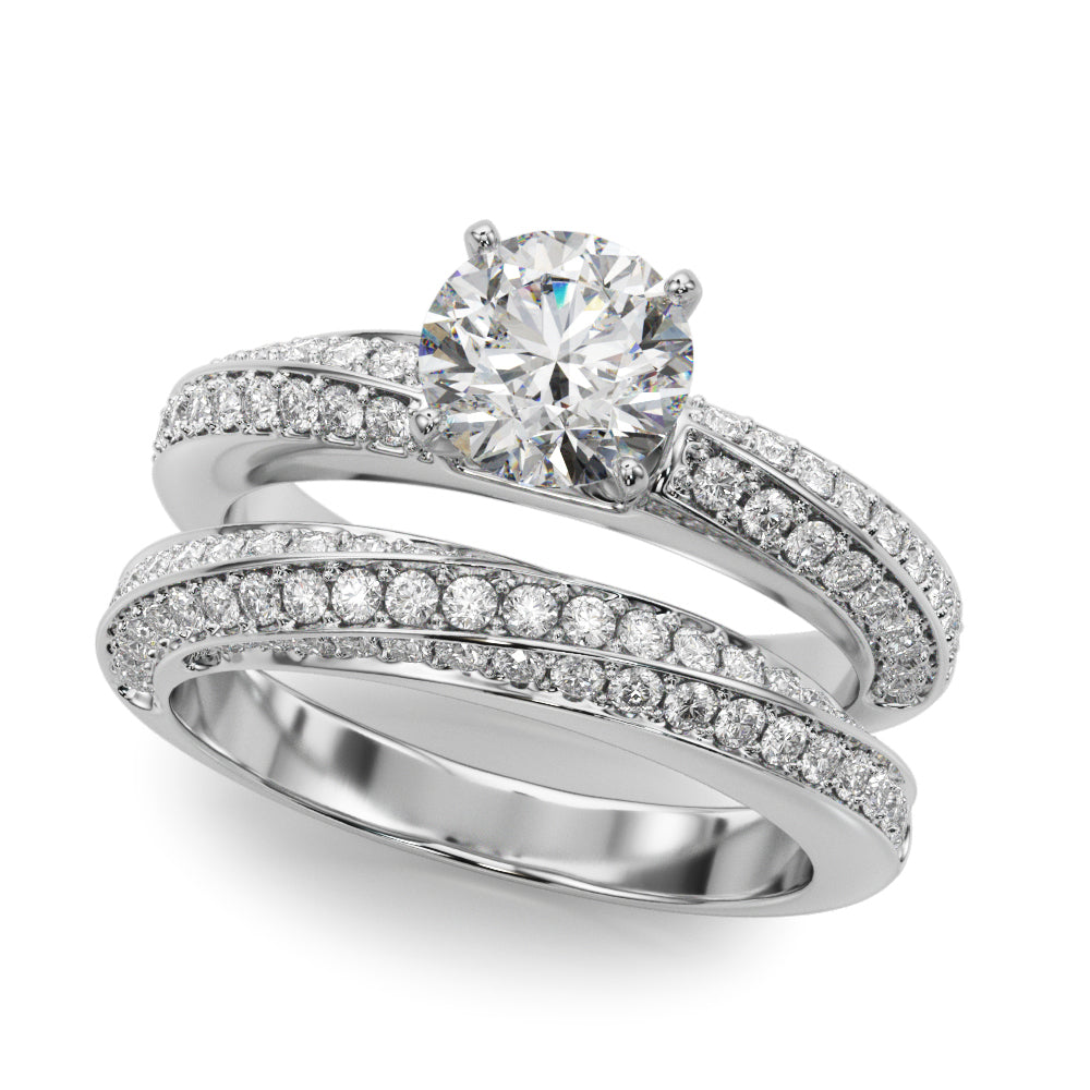 Sculpted Remount Eng Ring Round Diamond Engagement Ring — 9K/18K Gold & Platinum