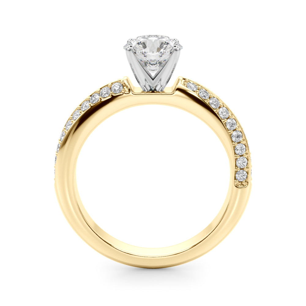 Sculpted Remount Eng Ring Round Diamond Engagement Ring — 9K/18K Gold & Platinum