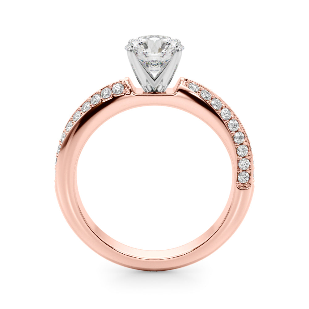 Sculpted Remount Eng Ring Round Diamond Engagement Ring — 9K/18K Gold & Platinum