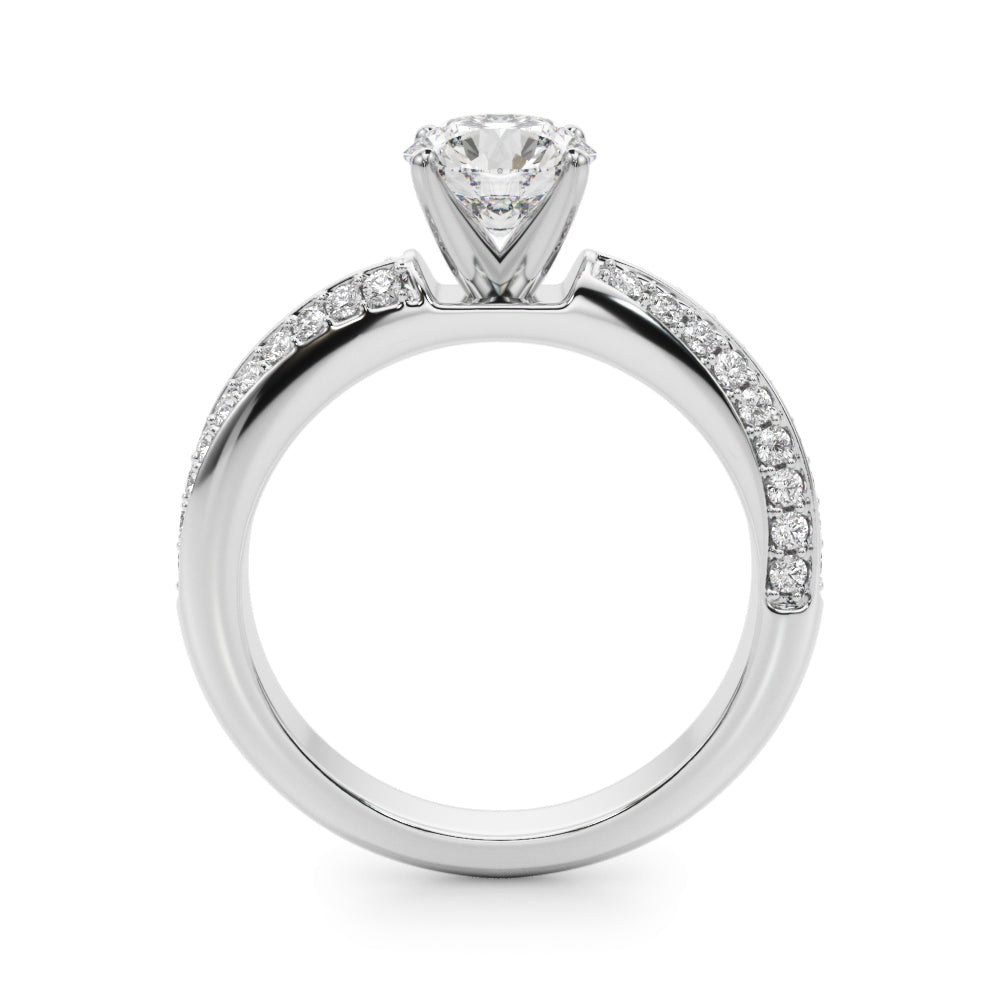 Sculpted Remount Eng Ring Round Diamond Engagement Ring — 9K/18K Gold & Platinum