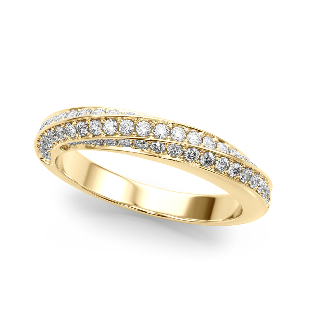 Multirow Pave Twisted Shank Half Eternity Ring in Gold & Platinum