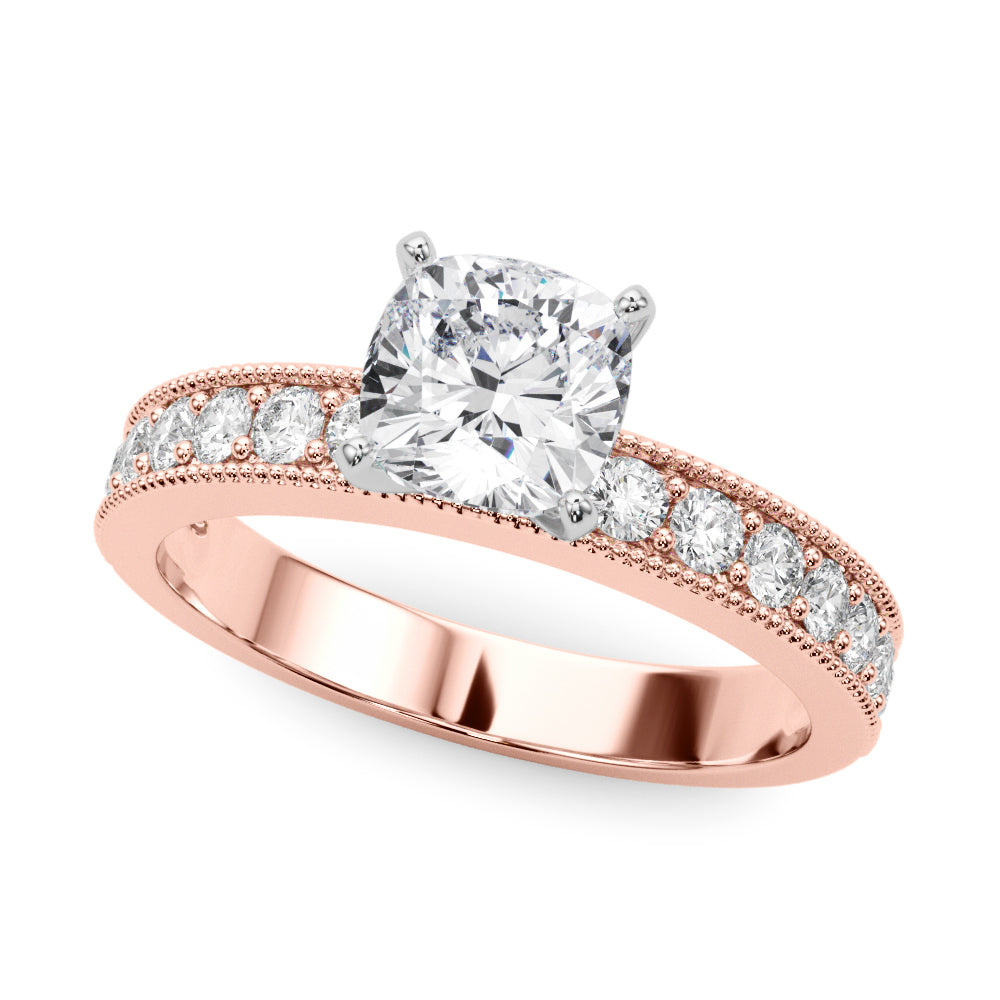 Couture Diamond Eng-Ring Round Diamond Engagement Ring — 9K/18K Gold & Platinum