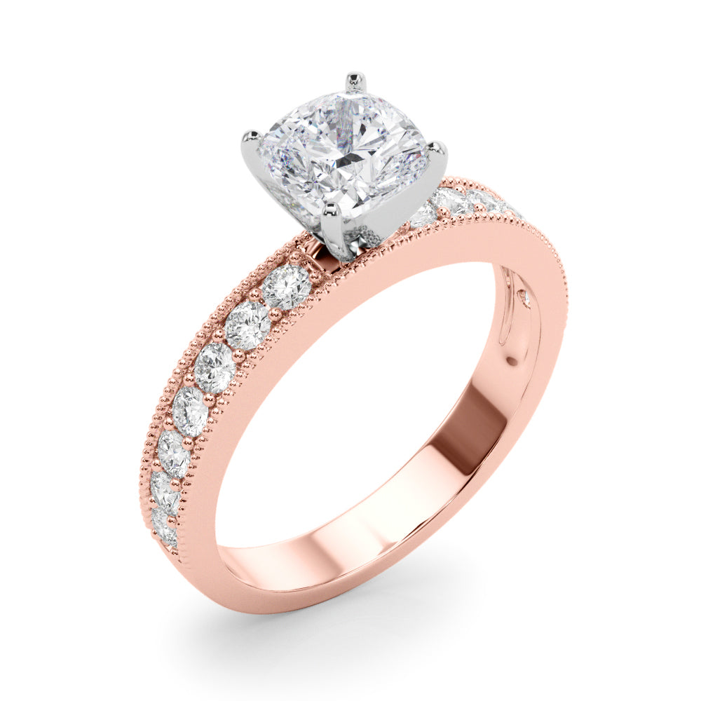Couture Diamond Eng-Ring Round Diamond Engagement Ring — 9K/18K Gold & Platinum