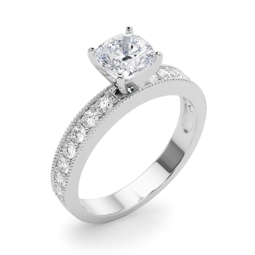 Couture Diamond Eng-Ring Round Diamond Engagement Ring — 9K/18K Gold & Platinum